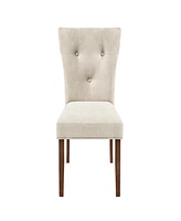 Indoor Wood Dining Set, Dining Chairs Set of 6 (Cream)+ Dining Table (Walnut)