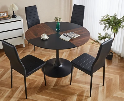 Simplie Fun 1+4,5pieces dining set, Table metal leg Mid-century Dining Table for 4