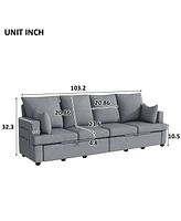 Simplie Fun Modern Modular Sofa, 4 Seat Chenile sectional Couch Set with 2 pilows lncluded, freely CombinableIndoor Funiture for Living Room, Apartmen