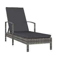 vidaXL Sun Lounger with Armrests Poly Rattan Gray