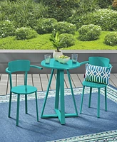 Streamdale Furniture Elegant Teal Bistro Set For Two: Durable Iron, Matte Finish