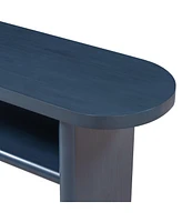 Elegant Minimalist Console Table with Rounded Edges and Sturdy Shelf Design for Entryway, Living Room(Black)