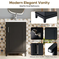 20 Inch Modern Small Bathroom Vanity Cabinet With Ceramic Basin- 2015.533.3 Inches, Ample Storage,1 Soft Close Door