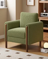 Simplie Fun Oversized Accent Chair, Upholstered Living Room Chairs Single Sofa Chair with Walnut Legs, Curved handrail, Green