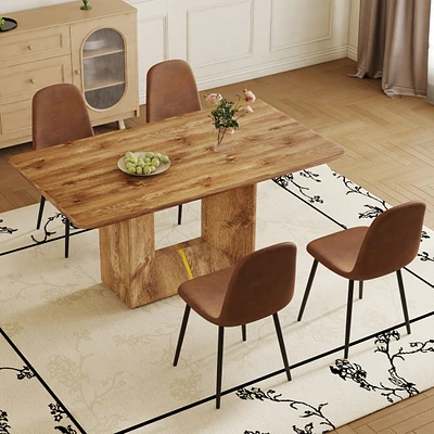 Streamdale Furniture Table and chair set. Modern dining table with Mdf top and beautiful Mdf legs. Comes with brown comfortable chair with seat and me