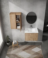 30" Wall-Mounted Bathroom Vanity With Sink and Side Cabinet, Soft Close Doors