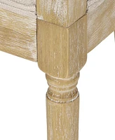 French Country Accent Chair: Curved Backrest, Cane Webbing, Weathered Wood