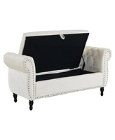 Streamdale Furniture Velvet Multifunctional Storage Rectangular ottoman bench with 1 Pillow