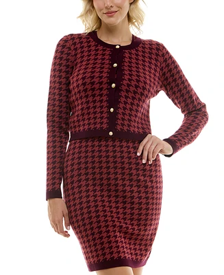 Taylor Women's Houndstooth Mini Sweater Dress and Jacket