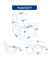 Streamdale Furniture Brown Leatheraire Swivel and Rocker Power Recliner Chair with Lumbar Support, Max Swivel Degree 270, Heavy Duty Motion Mechanism