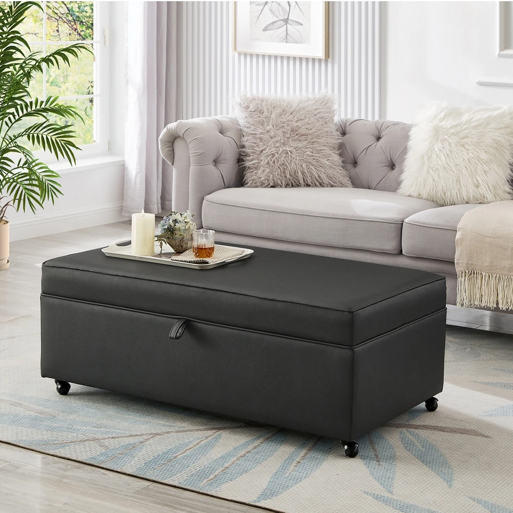 Streamdale Furniture Modern Large Comfort Sofa Ottoman with Storage, Modular Sectional Storage Ottoman With Wheels For Living Room, Lounge Ottoman, Co