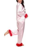 Linea Donatella Women's Marabou Faux-Fur Trimmed Pajama Set