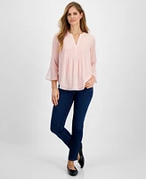 Style & Co Women's Textured Pintuck Ruffle Sleeve Top, Regular Petite