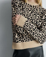 Mango Women's Contrasting Trims Leopard Jumper