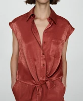 Mango Women's Satin Bow Shirt