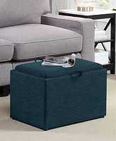 Convenience Concepts 22.75" Faux Linen Accent Storage Ottoman with Tray