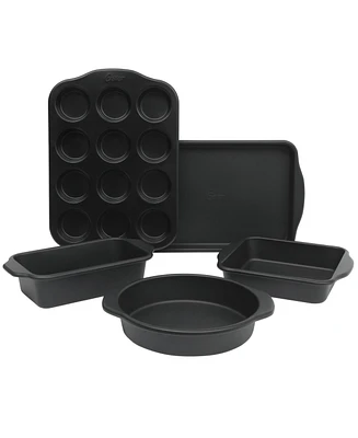 Oster Teston 5 Piece Carbon Steel Baking Pans Bakeware Set W/ Premium Pfa Free Nonstick - Matte Black