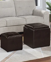 Convenience Concepts 17.5" Faux Leather Park Avenue Ottoman with Stool and Tray