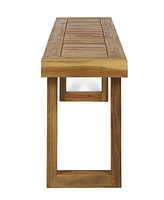 Nestor: Acacia Wood Slat Panel Bench For Outdoor Dining Or Seating