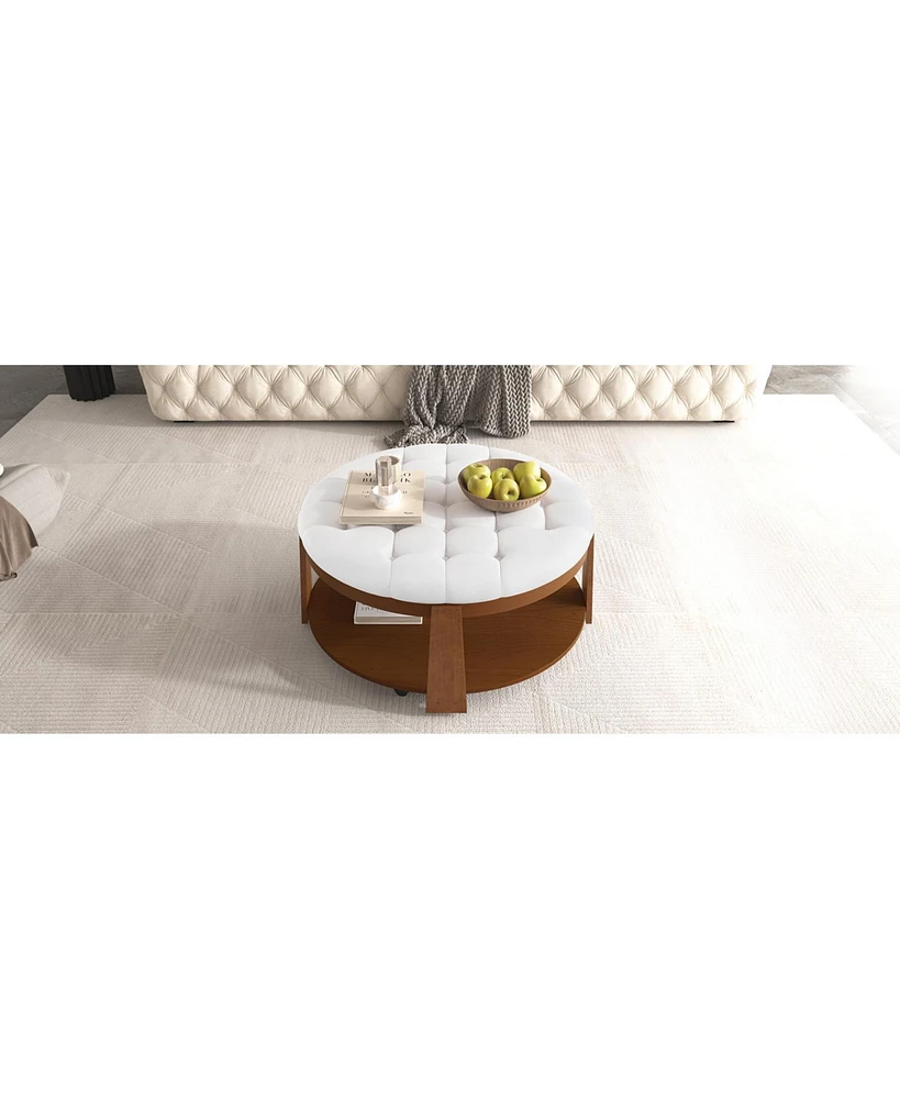 Streamdale Furniture Modern Large Round Ottoman Coffee Table 2