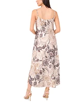 Vince Camuto Women's Printed Cowl-Neck Sleeveless Maxi Dress