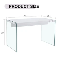 The top of the coffee table is made of Mdf and white stickers, and the sides are clear tempered glass. The design is simple and elegant, and the struc