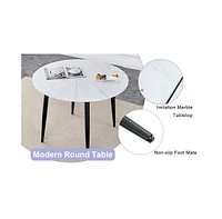 Streamdale Furniture Table and chair set.Modern Extendable Mdf Dining Table.The table has a telescopic design, suitable for gatherings of different si