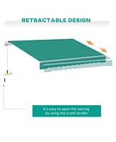 13' x 8' Retractable Awning, Patio Awnings, Sunshade Shelter w/ Manual Crank Handle, Uv & Water-Resistant Fabric and Aluminum Frame for Deck, Balcony,