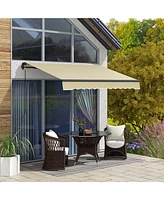 8' x 6.5' Retractable Awning, Patio Awning Sunshade Shelter with Manual Crank Handle, 280gsm Uv Resistant Fabric and Aluminum Frame for Deck, Balcony,
