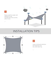 13' x 20' Rectangle Sun Shade Sail Canopy Outdoor Shade Sail Cloth for Patio Deck Yard with D-Rings and Rope Included - Gray