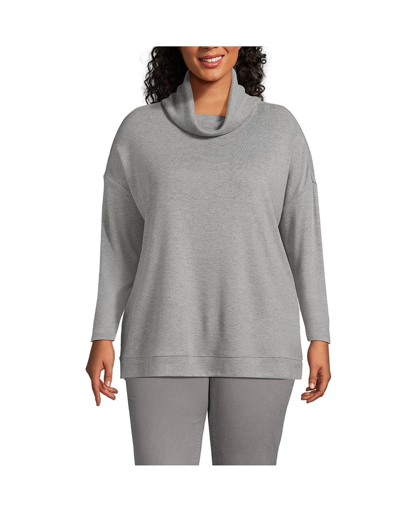 Lands' End Plus Long Sleeve Cozy Knit Cowl Neck Tunic