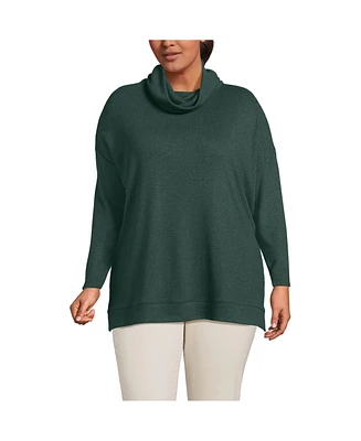 Lands' End Plus Long Sleeve Cozy Knit Cowl Neck Tunic