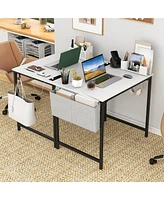 Costway 32" Meeting Room Desk Set of with Charging Station & Headphone Hook Metal Frame
