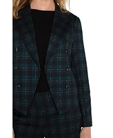 Liverpool Los Angeles Women's Plaid Knit Open-Front Blazer