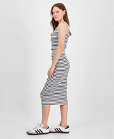 Planet Heart Juniors' Textured Pull-On Midi Skirt