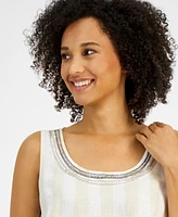 Charter Club Women's Embellished Striped Tank Top, Exclusively at Macy's