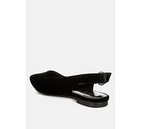 London Rag Dolan Velvet Slingback Flat Sandals