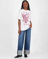 Grayson Threads, The Label Juniors' Rose & Snake Lunar New Year Graphic T-Shirt