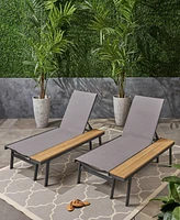 Waterloo Chaise Lounge With Attached Wood Side Table
