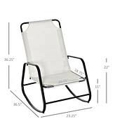 Garden Rocking Chair, Outdoor Indoor Sling Fabric Rocker for Patio, Balcony, Porch, Cream White