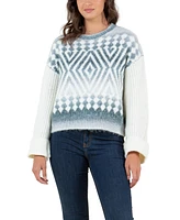 Fever Women's Aztec Design Sweater with Cuff Sleeve