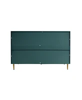 Simplie Fun Modern Green Lacquered 4 Door Wooden Cabinet Sideboard Buffet Server Cabinet Storage Cabinet, for Living Room, Entryway, Hallway, Office,