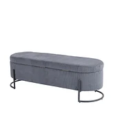 Streamdale Furniture Storage Ottoman, Bedroom End Bench, Upholstered Fabric Storage Ottoman with Safety Hinge, Entryway Padded Footstool, Ottoman Benc