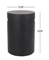 Modern Cylindrical Concrete End Table With Cutout Handle
