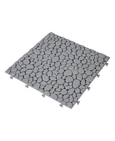 12 x 12 Inch Gray Interlocking Deck Tiles Plastic Waterproof Outdoor All Weather Anti-slip Bathroom Shower Balcony Porch Strong Weight Capacity Upto 4