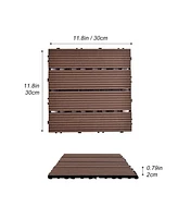 Wood Plastic Composite Deck Tiles Set of 20pcs, Composite Decking Resist Rust, Water, Weather, Indoor&Outdoor, Easy to Diy & Maintain, Ideal for Patio