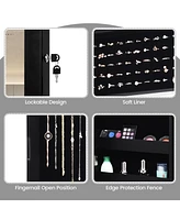 Sugift Lockable Wall Door Mounted Mirror Jewelry Cabinet with Led Lights