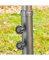 Patio Umbrella 15' Steel Rectangular Outdoor Double Sided Market with base, Sun Protection & Easy Crank for Deck Pool Patio, Dark Gray