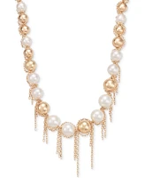 I.n.c. International Concepts Gold-Tone Chain-Wrapped Bead & Imitation Pearl All-Around Statement Necklace, 19" + 3" extender, Exclusively at Macy's