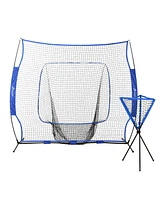 Streamdale Furniture Baseball Practice Net Set with 7.5x7ft Catcher Net, Ball Caddy, Portable Baseball Practice Equipment with for Hitting, Pitching,